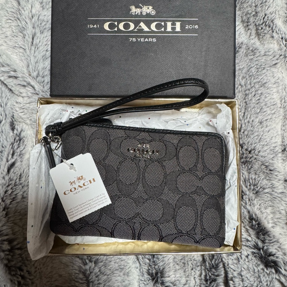 Coach Charcoal Signature Wristlet